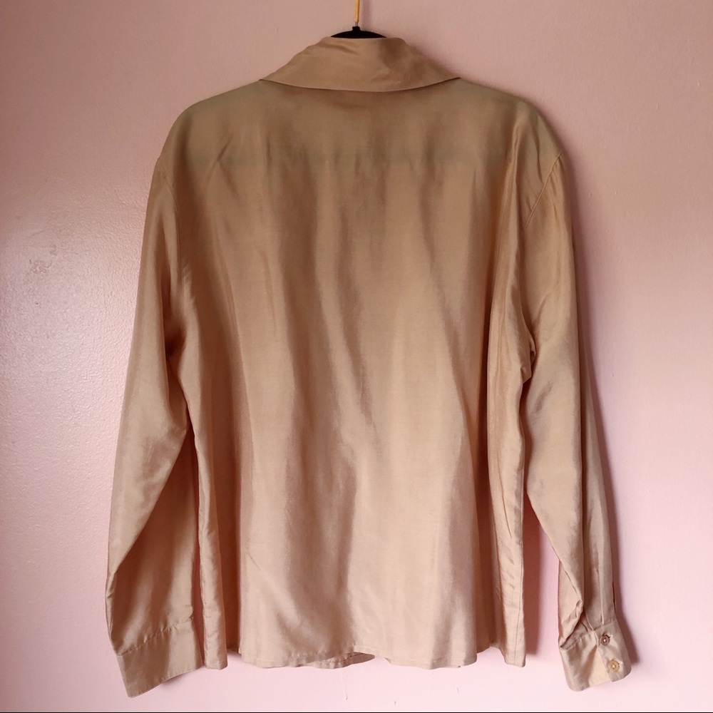 Vintage Peach Silk Neck Tie Blouse - Picture 3 of 4